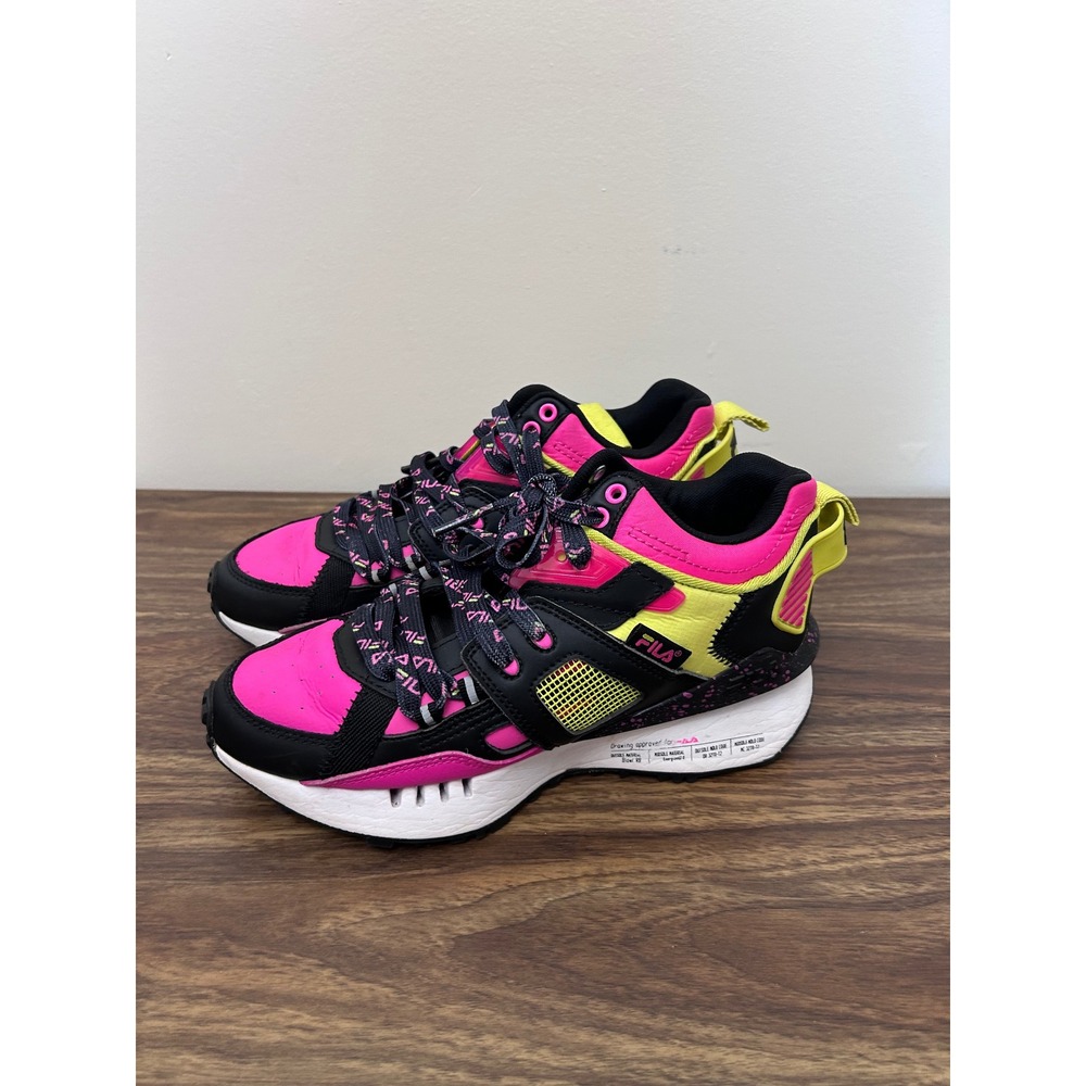 Fila Renno Womens Sneakers Neon Pink Yellow Black 5RM01760-010 6.5